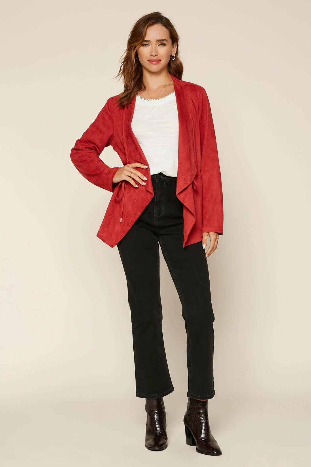 SKIES ARE BLUE Faux Suede Drape Jacket 6 SKIES ARE BLUE Faux Suede Drape Jacket