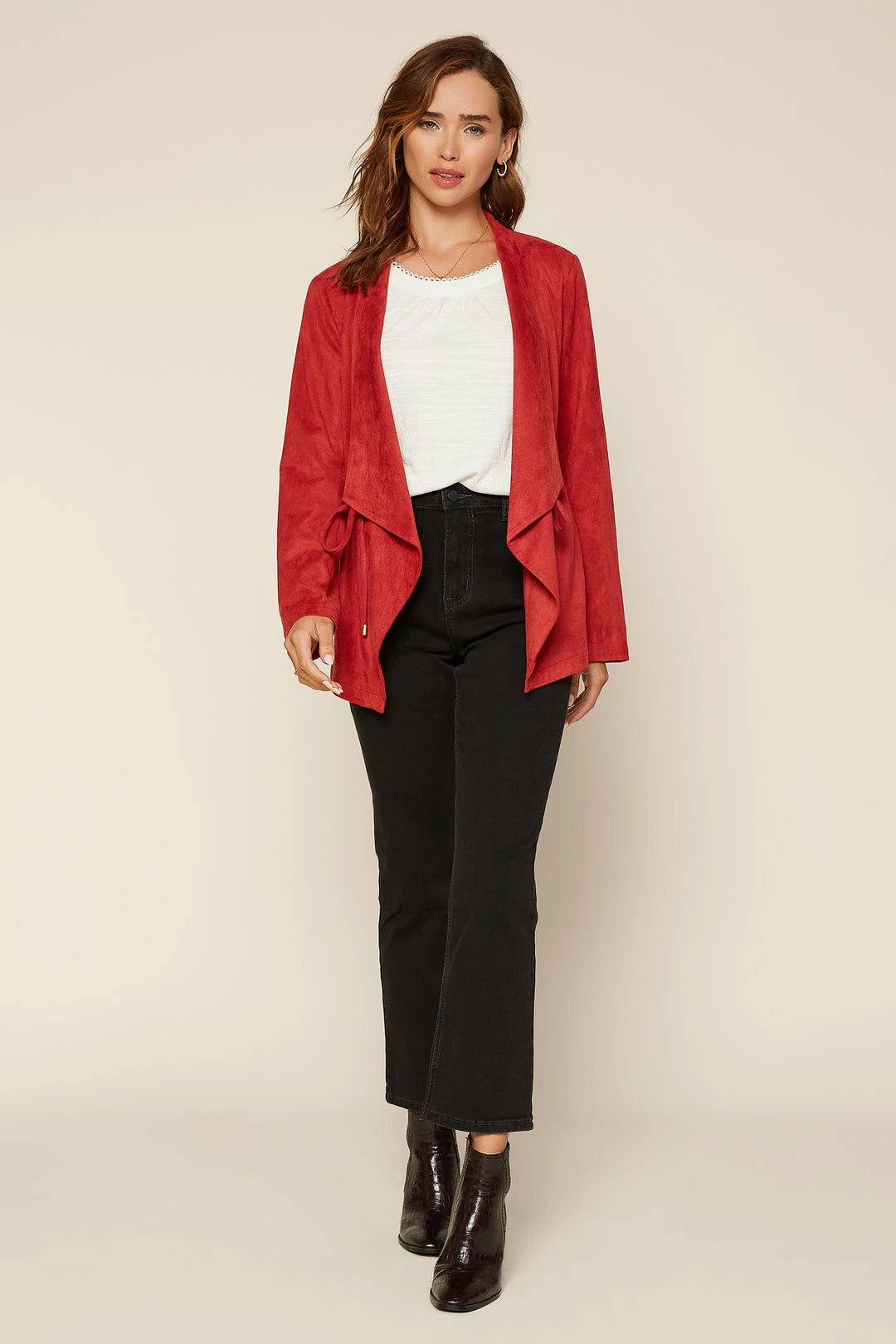 SKIES ARE BLUE Faux Suede Drape Jacket 7 SKIES ARE BLUE Faux Suede Drape Jacket