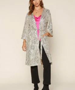 SKIES ARE BLUE Clothing Belted Sequin Duster