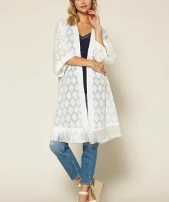 SKIES ARE BLUE Jacquard Fringe Duster