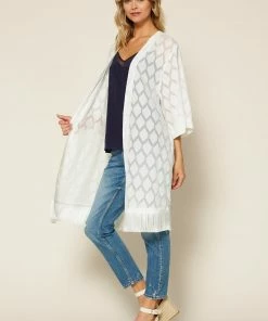 SKIES ARE BLUE Jacquard Fringe Duster