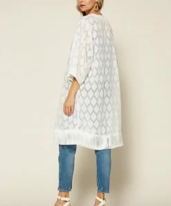 SKIES ARE BLUE Jacquard Fringe Duster
