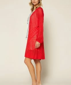 SKIES ARE BLUE Pointelle Bubble Sleeve Cardigan Clothing