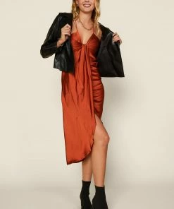 SKIES ARE BLUE Strappy Satin Cascade Dress Clothing 8 SKIES ARE BLUE Strappy Satin Cascade Dress Clothing