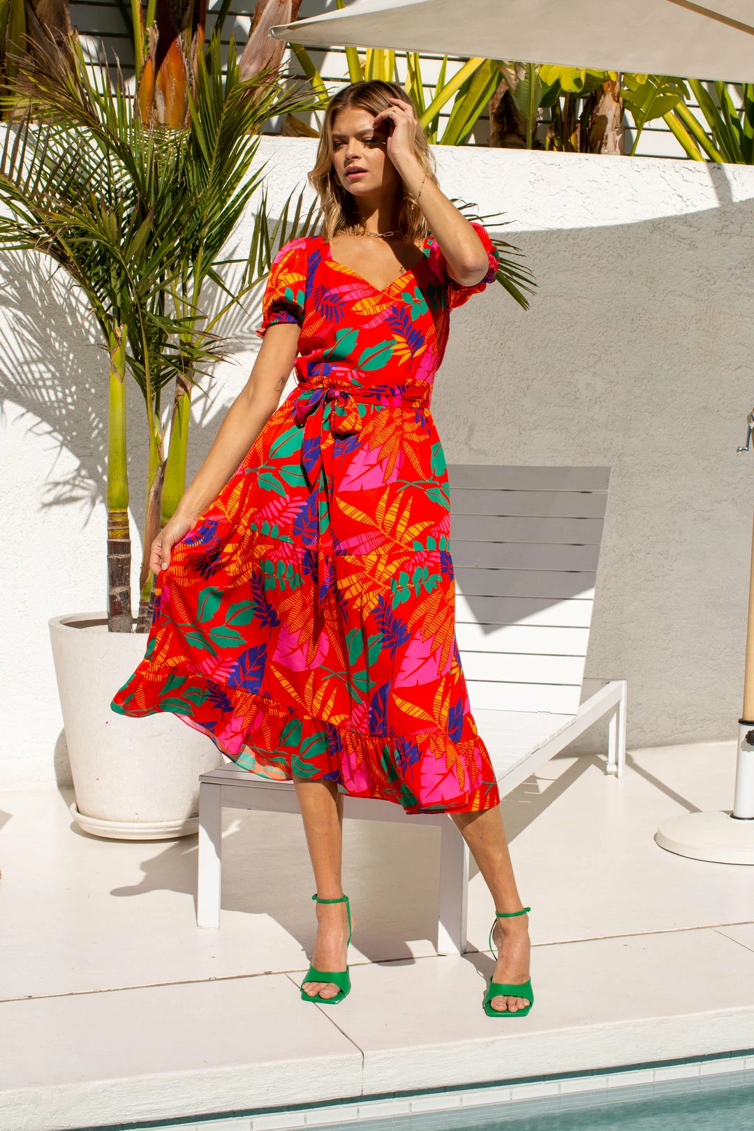 SKIES ARE BLUE Tropical Print Midi Dress New In Clothing 5 SKIES ARE BLUE Tropical Print Midi Dress New In Clothing