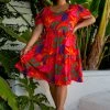 SKIES ARE BLUE Plus Size - Tropical Print Dress New In Plus Size