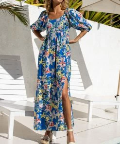 SKIES ARE BLUE Floral Print Puff Sleeve Dress New In Clothing