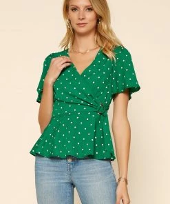 SKIES ARE BLUE Clothing Wrap Peplum Top