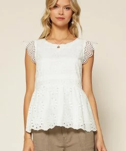 SKIES ARE BLUE Clothing Linda Eyelet Lace Top