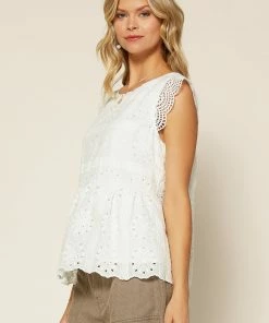 SKIES ARE BLUE Clothing Linda Eyelet Lace Top