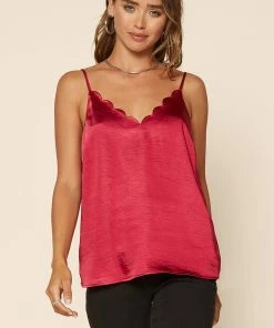 SKIES ARE BLUE Satin Scalloped Cami Top Clothing