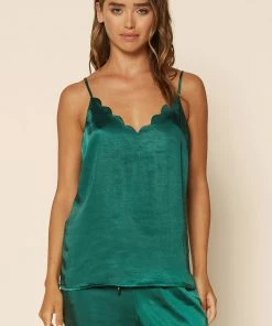 SKIES ARE BLUE Clothing Satin Scalloped Cami Top