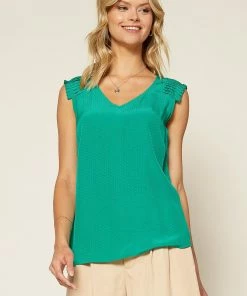 SKIES ARE BLUE Pleated Shoulder Top Clothing