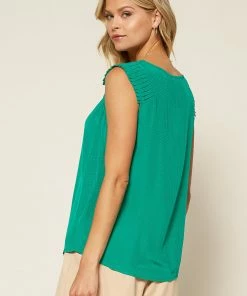 SKIES ARE BLUE Pleated Shoulder Top Clothing