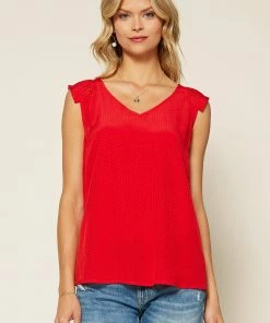 SKIES ARE BLUE Pleated Shoulder Top
