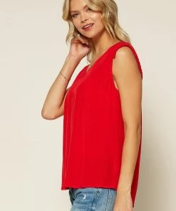 SKIES ARE BLUE Pleated Shoulder Top
