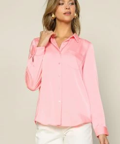 SKIES ARE BLUE Satin Button Down Shirt