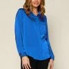 SKIES ARE BLUE Satin Button Down Shirt Clothing 1 SKIES ARE BLUE Satin Button Down Shirt Clothing
