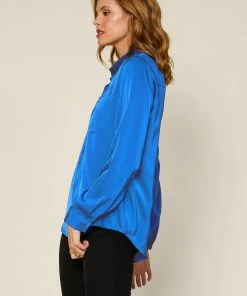 SKIES ARE BLUE Satin Button Down Shirt Clothing 9 SKIES ARE BLUE Satin Button Down Shirt Clothing