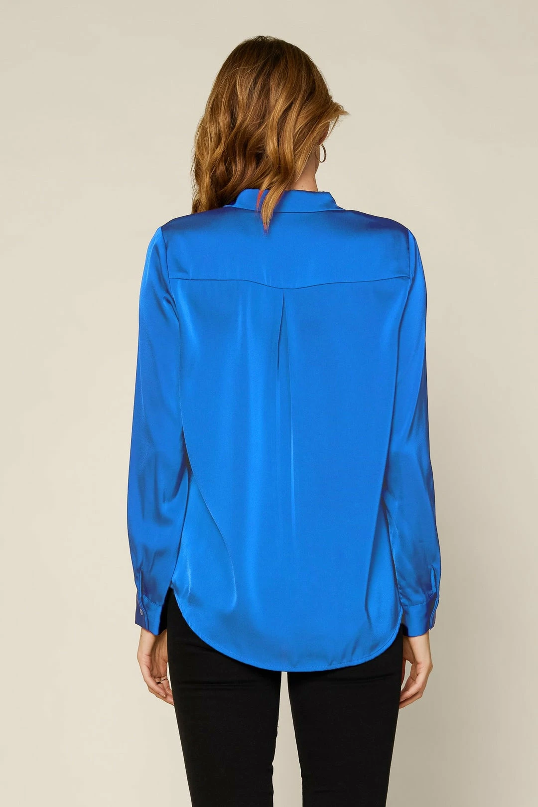 SKIES ARE BLUE Satin Button Down Shirt Clothing 4 SKIES ARE BLUE Satin Button Down Shirt Clothing