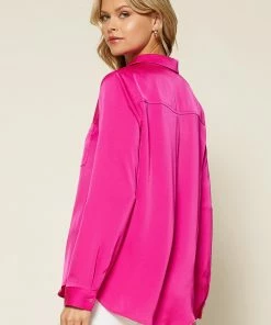 SKIES ARE BLUE Clothing Satin Button Down Shirt 12 SKIES ARE BLUE Clothing Satin Button Down Shirt