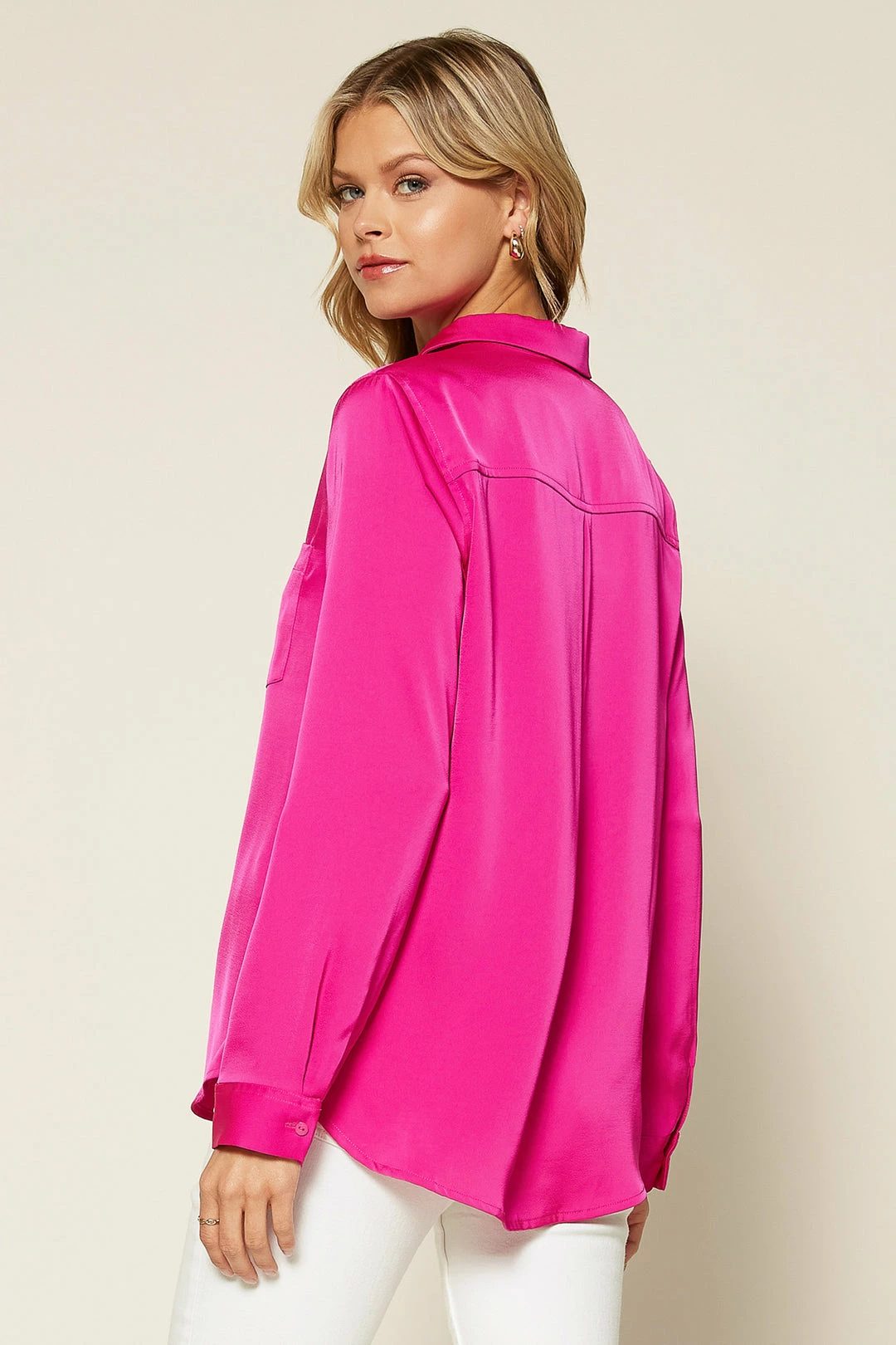 SKIES ARE BLUE Clothing Satin Button Down Shirt 6 SKIES ARE BLUE Clothing Satin Button Down Shirt