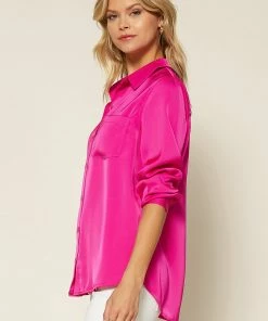 SKIES ARE BLUE Clothing Satin Button Down Shirt 13 SKIES ARE BLUE Clothing Satin Button Down Shirt