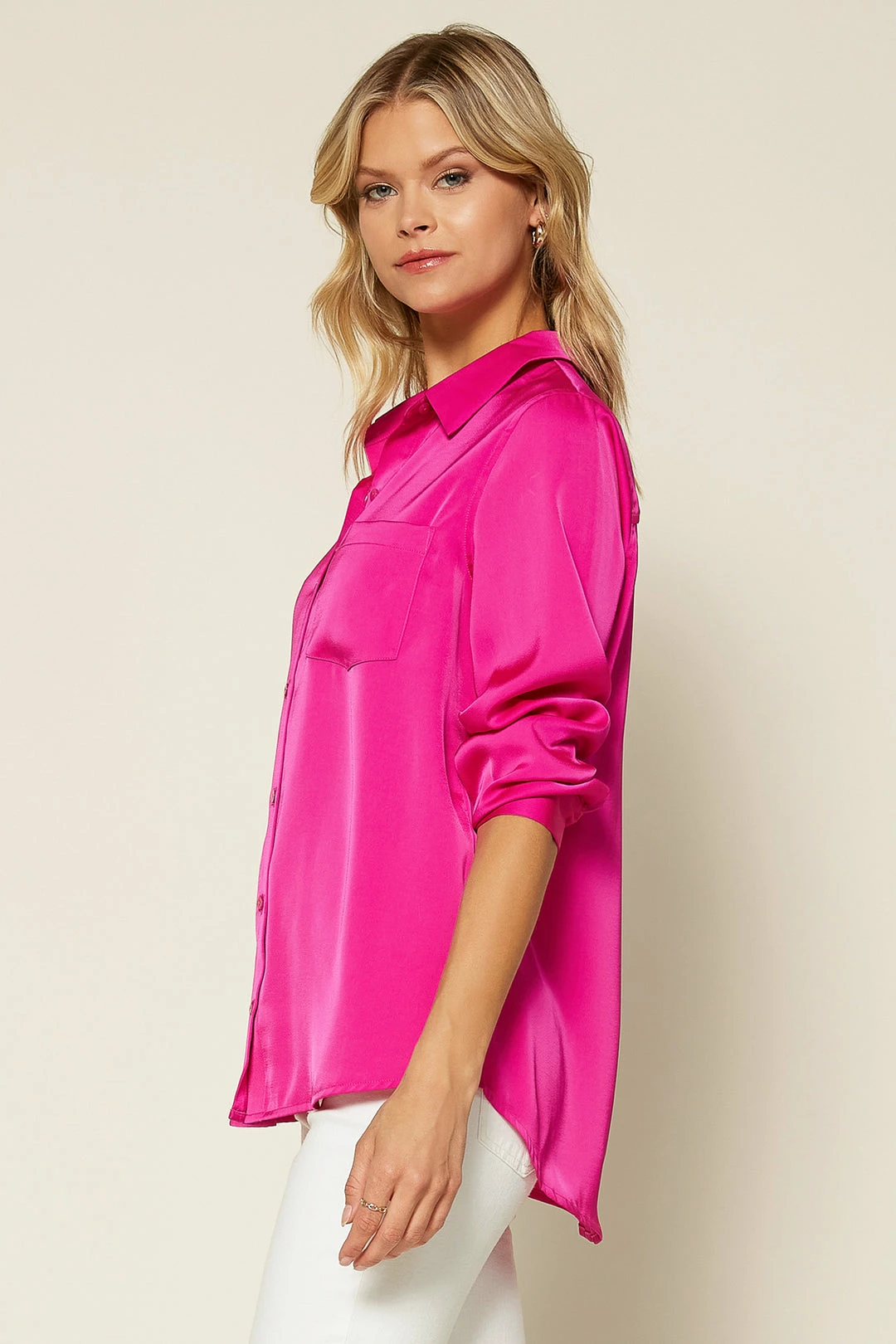 SKIES ARE BLUE Clothing Satin Button Down Shirt 7 SKIES ARE BLUE Clothing Satin Button Down Shirt