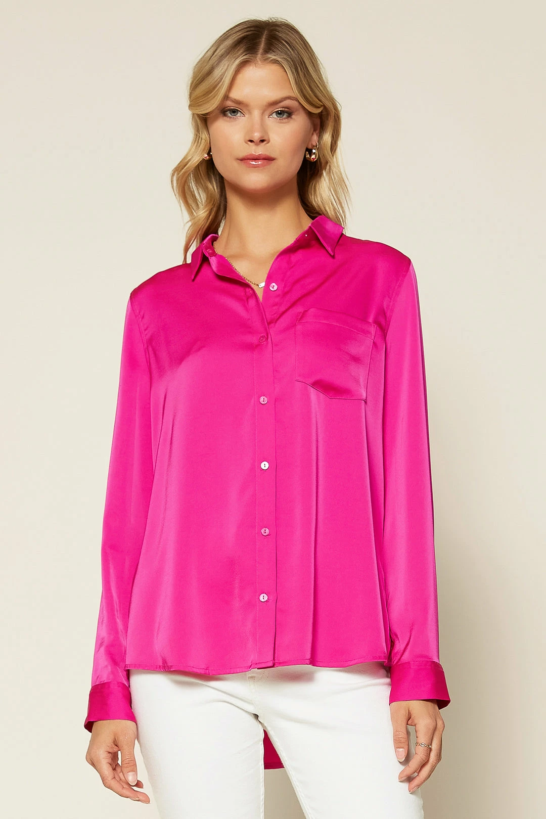 SKIES ARE BLUE Clothing Satin Button Down Shirt 4 SKIES ARE BLUE Clothing Satin Button Down Shirt