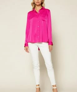 SKIES ARE BLUE Clothing Satin Button Down Shirt 15 SKIES ARE BLUE Clothing Satin Button Down Shirt