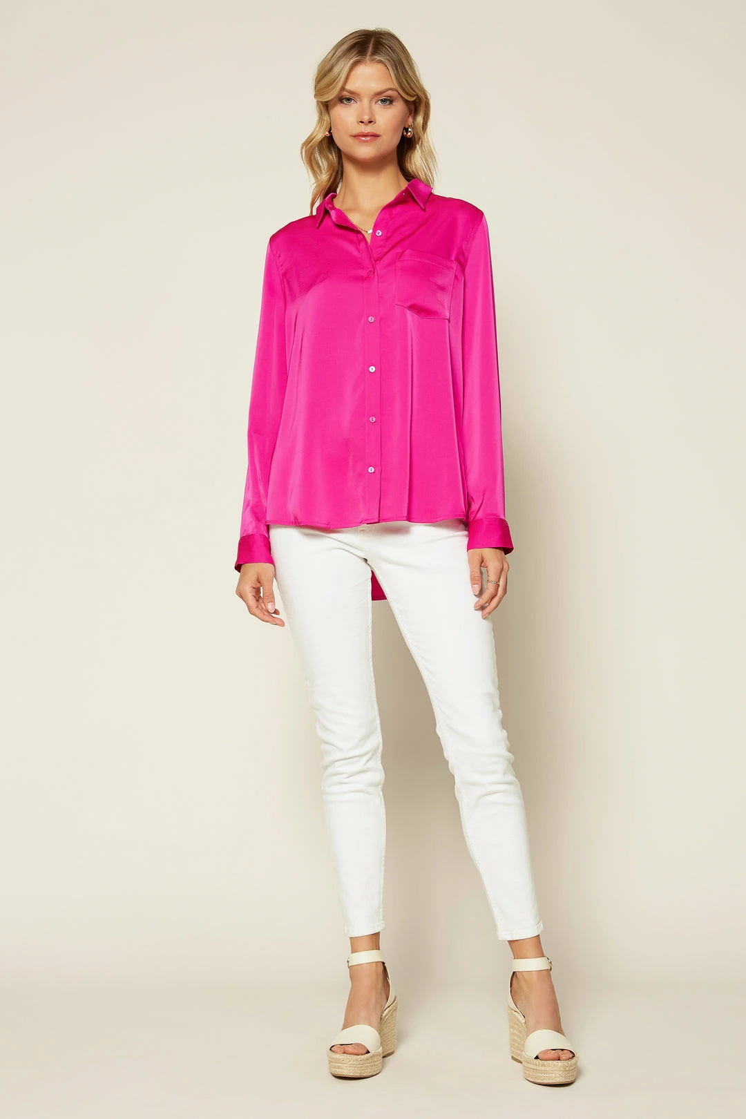 SKIES ARE BLUE Clothing Satin Button Down Shirt 9 SKIES ARE BLUE Clothing Satin Button Down Shirt