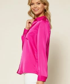 SKIES ARE BLUE Clothing Satin Button Down Shirt 11 SKIES ARE BLUE Clothing Satin Button Down Shirt