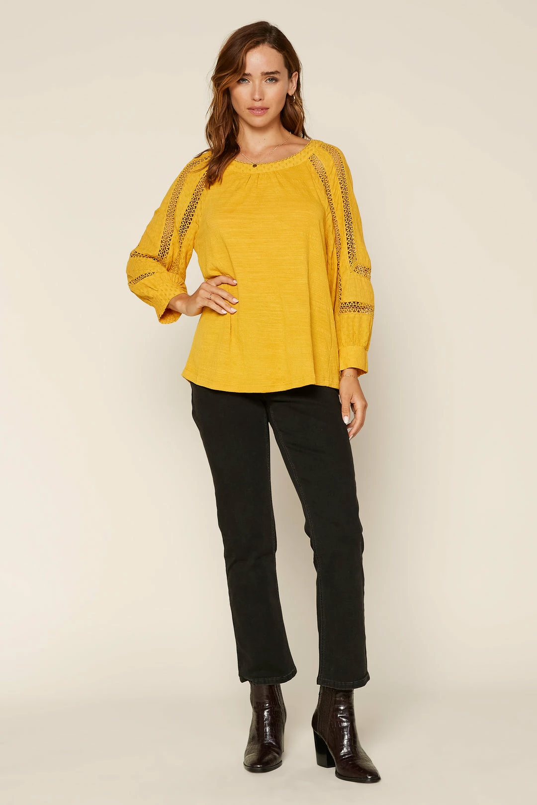 SKIES ARE BLUE Clothing Crochet Trim Knit Top 7 SKIES ARE BLUE Clothing Crochet Trim Knit Top