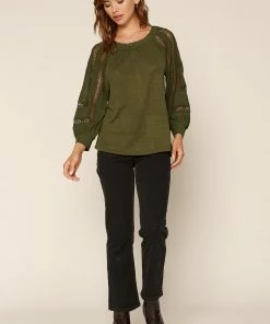 SKIES ARE BLUE Crochet Trim Knit Top Clothing