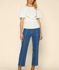 SKIES ARE BLUE Clothing Front Twist Knit Top