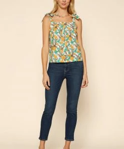 SKIES ARE BLUE Clothing Tropical Tie Shoulder Top