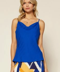 SKIES ARE BLUE Striped Jacquard Cowl Cami Clothing