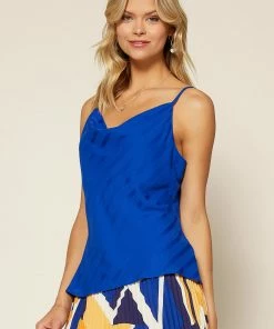 SKIES ARE BLUE Striped Jacquard Cowl Cami Clothing