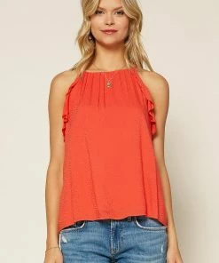 SKIES ARE BLUE Ruffled Halter Top Clothing