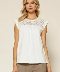 SKIES ARE BLUE Eyelet Knit Top