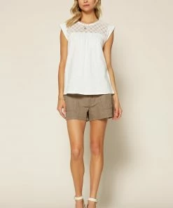 SKIES ARE BLUE Eyelet Knit Top