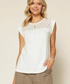 SKIES ARE BLUE Eyelet Knit Top