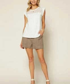 SKIES ARE BLUE Eyelet Knit Top