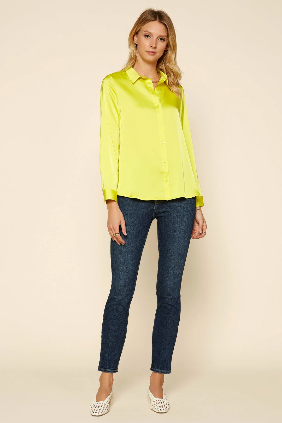 SKIES ARE BLUE Clothing Satin Button Down Shirt 5 SKIES ARE BLUE Clothing Satin Button Down Shirt