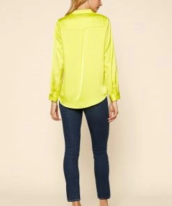 SKIES ARE BLUE Clothing Satin Button Down Shirt 13 SKIES ARE BLUE Clothing Satin Button Down Shirt