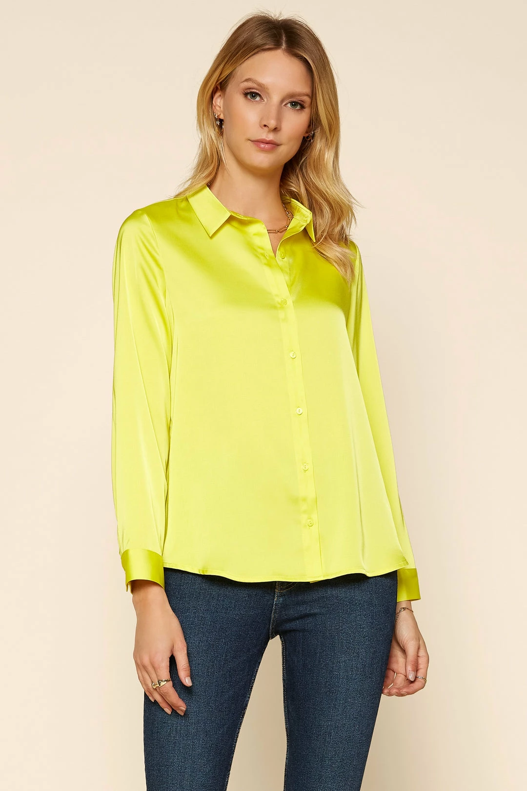 SKIES ARE BLUE Clothing Satin Button Down Shirt 3 SKIES ARE BLUE Clothing Satin Button Down Shirt