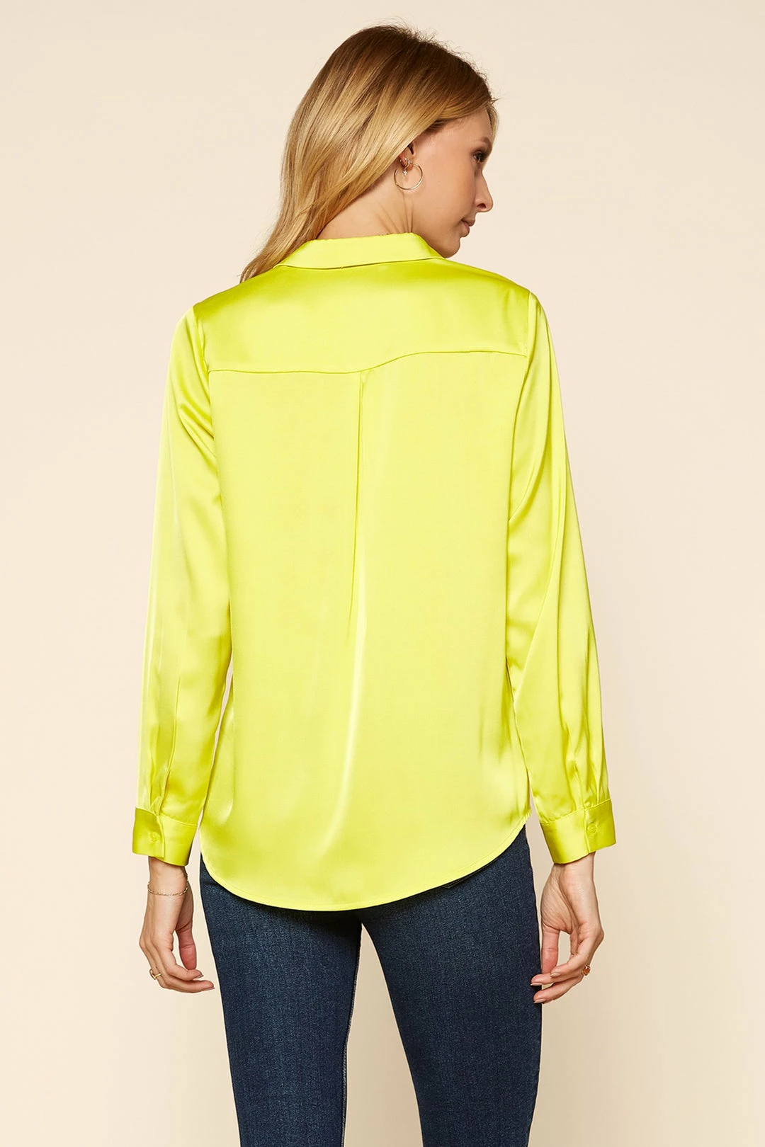 SKIES ARE BLUE Clothing Satin Button Down Shirt 4 SKIES ARE BLUE Clothing Satin Button Down Shirt