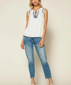 SKIES ARE BLUE Embroidered Tassel Tie Top Clothing 11 SKIES ARE BLUE Embroidered Tassel Tie Top Clothing