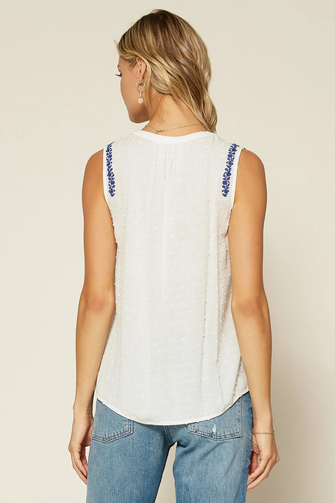 SKIES ARE BLUE Embroidered Tassel Tie Top Clothing 4 SKIES ARE BLUE Embroidered Tassel Tie Top Clothing