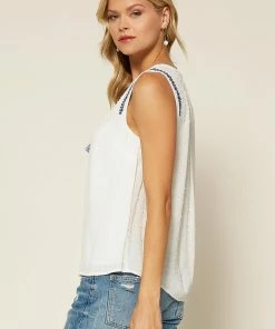 SKIES ARE BLUE Embroidered Tassel Tie Top Clothing 9 SKIES ARE BLUE Embroidered Tassel Tie Top Clothing